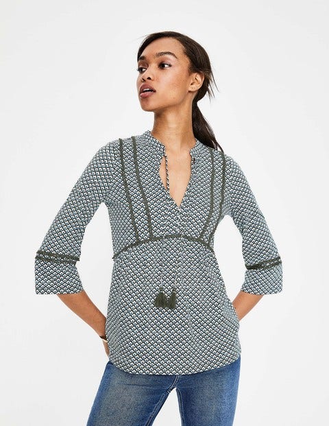 Gemma Jersey Top - Heron Blue Sketchy Geo Gemma Jersey Top - Heron Blue Sketchy Geo