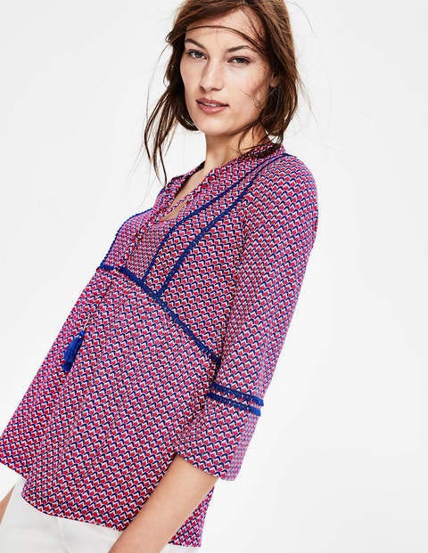Gemma Jersey Top - Strawberry Pink Sketchy Geo Gemma Jersey Top - Strawberry Pink Sketchy Geo