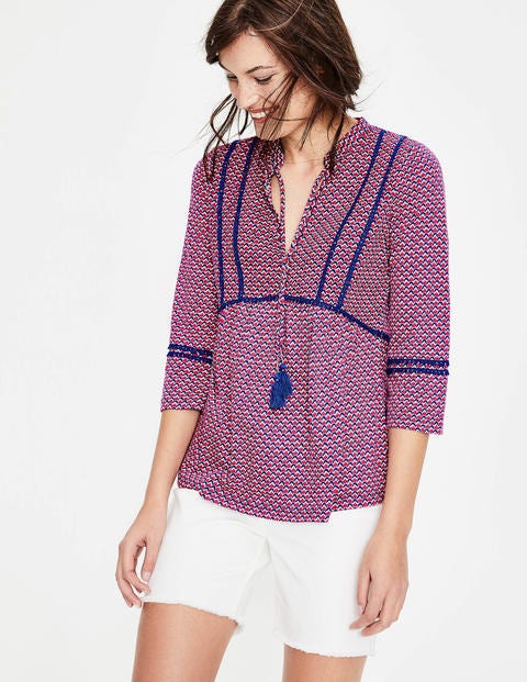 Gemma Jersey Top - Strawberry Pink Sketchy Geo Gemma Jersey Top - Strawberry Pink Sketchy Geo