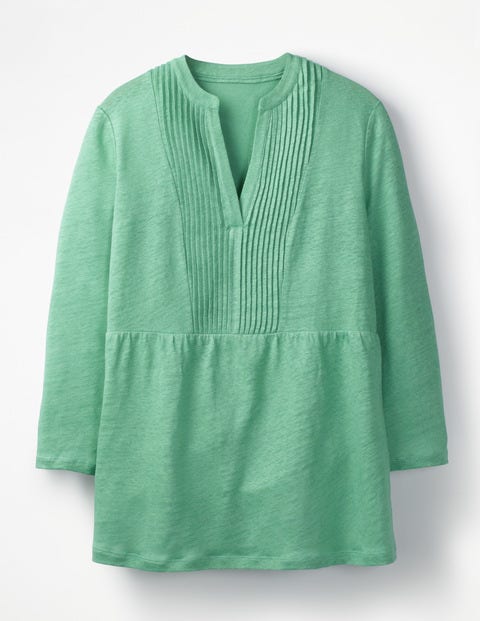 Linen Pintuck Jersey Top - Waterfall Linen Pintuck Jersey Top - Waterfall