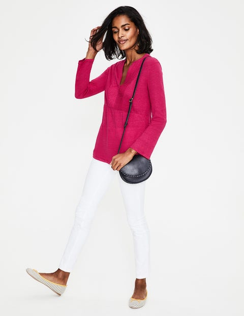 Linen Pintuck Jersey Top - Dark Rose Linen Pintuck Jersey Top - Dark Rose