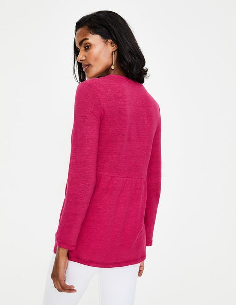 Linen Pintuck Jersey Top - Dark Rose Linen Pintuck Jersey Top - Dark Rose