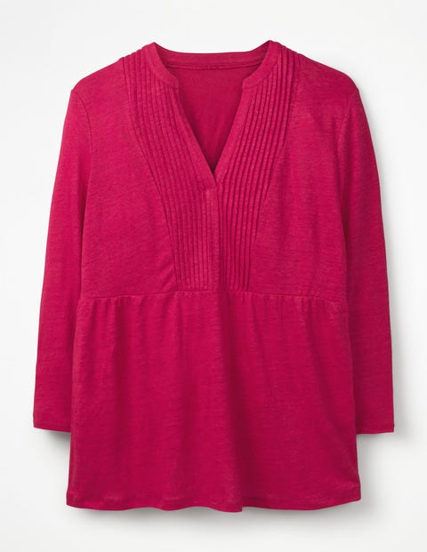 Linen Pintuck Jersey Top - Dark Rose Linen Pintuck Jersey Top - Dark Rose