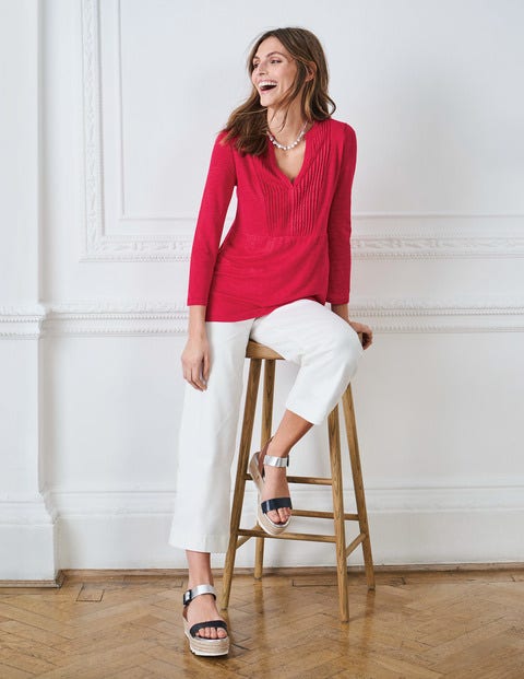 Linen Pintuck Jersey Top - Dark Rose Linen Pintuck Jersey Top - Dark Rose