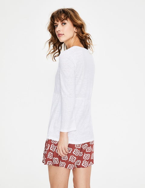 Linen Pintuck Jersey Top - White Linen Pintuck Jersey Top - White