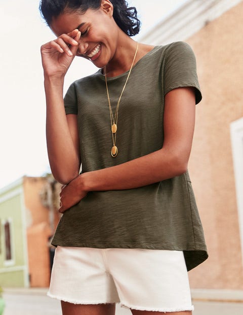 The Cotton Back Detail Tee - Khaki The Cotton Back Detail Tee - Khaki