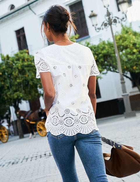 Isabella Broderie Back Top - White Isabella Broderie Back Top - White