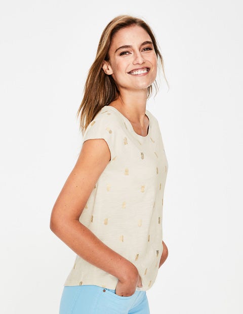 Robyn T-Shirt Aus Jersey - Naturweiß/Ananas-Goldfoliendruck Robyn T-Shirt Aus Jersey - Naturweiß/Ananas-Goldfoliendruck