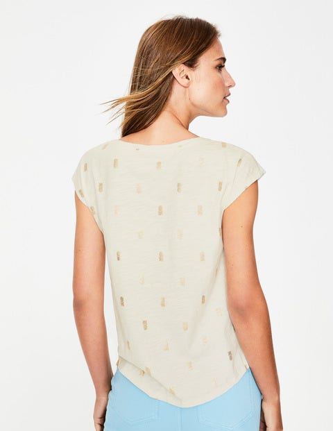 Robyn T-Shirt Aus Jersey - Naturweiß/Ananas-Goldfoliendruck Robyn T-Shirt Aus Jersey - Naturweiß/Ananas-Goldfoliendruck