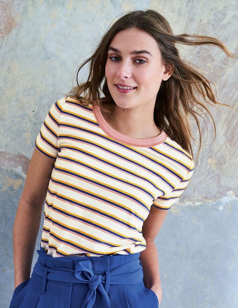 Short Sleeve Crew Neck Breton - Ivory/Lapis Multi Short Sleeve Crew Neck Breton - Ivory/Lapis Multi