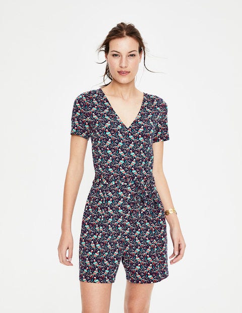 Caroline Jersey Playsuit - Navy Bird Ottomi Caroline Jersey Playsuit - Navy Bird Ottomi