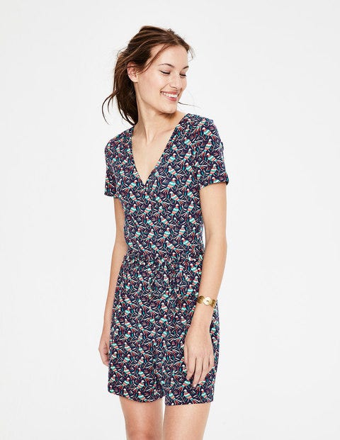 Caroline Jersey Playsuit - Navy Bird Ottomi Caroline Jersey Playsuit - Navy Bird Ottomi