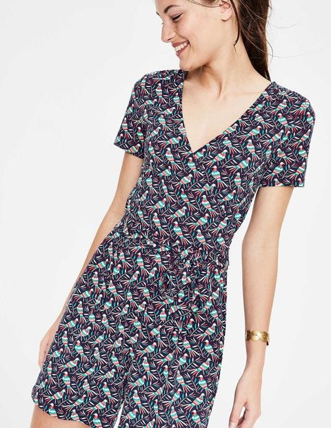 Caroline Jersey Playsuit - Navy Bird Ottomi Caroline Jersey Playsuit - Navy Bird Ottomi