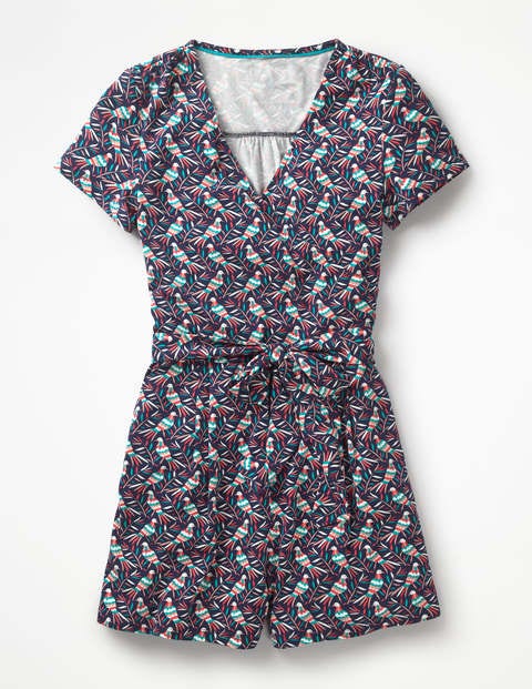 Caroline Jersey Playsuit - Navy Bird Ottomi Caroline Jersey Playsuit - Navy Bird Ottomi