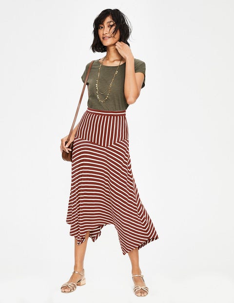 Evelyn Jersey Skirt - Conker/Ivory Stripe Evelyn Jersey Skirt - Conker/Ivory Stripe