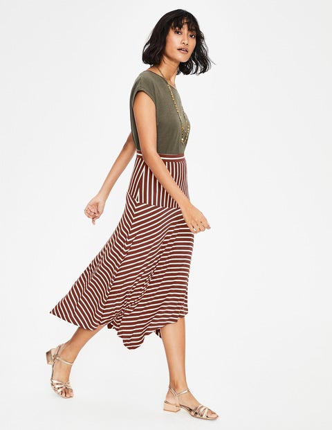 Evelyn Jersey Skirt - Conker/Ivory Stripe Evelyn Jersey Skirt - Conker/Ivory Stripe