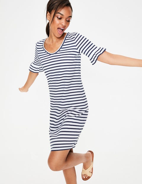 shirred puff sleeve dress