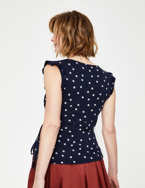 Jodie Jersey Wrap Top - Navy Scattered Spot Jodie Jersey Wrap Top - Navy Scattered Spot