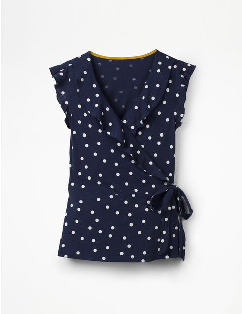 Jodie Jersey Wrap Top - Navy Scattered Spot Jodie Jersey Wrap Top - Navy Scattered Spot