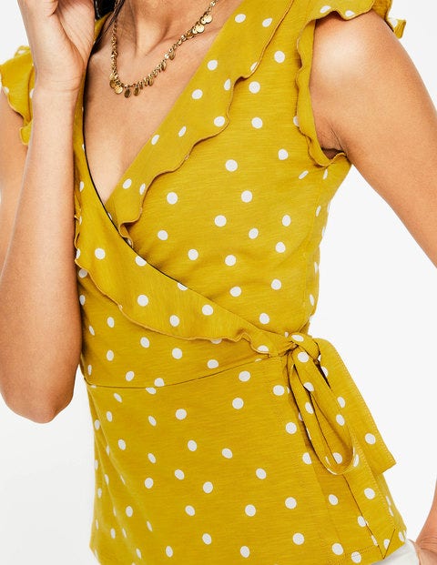 Jodie Jersey Wrap Top - Dijon Scattered Spot Jodie Jersey Wrap Top - Dijon Scattered Spot
