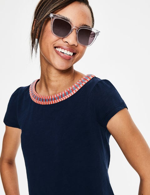 Sena Embroidered Jersey Top - Navy Sena Embroidered Jersey Top - Navy