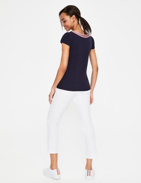Sena Embroidered Jersey Top - Navy Sena Embroidered Jersey Top - Navy