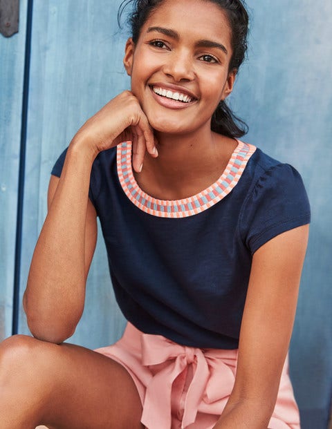 Sena Embroidered Jersey Top - Navy Sena Embroidered Jersey Top - Navy