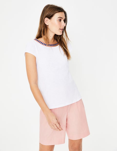 Sena Embroidered Jersey Top - White Sena Embroidered Jersey Top - White