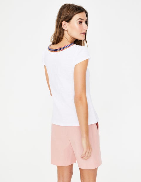 Sena Embroidered Jersey Top - White Sena Embroidered Jersey Top - White