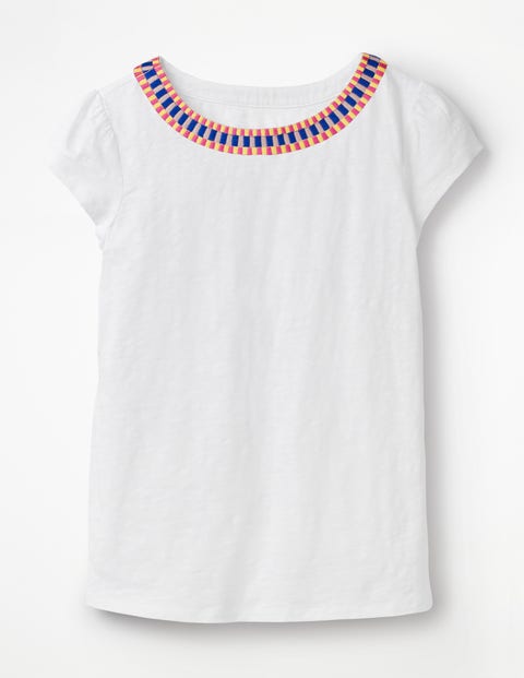 Sena Embroidered Jersey Top - White Sena Embroidered Jersey Top - White