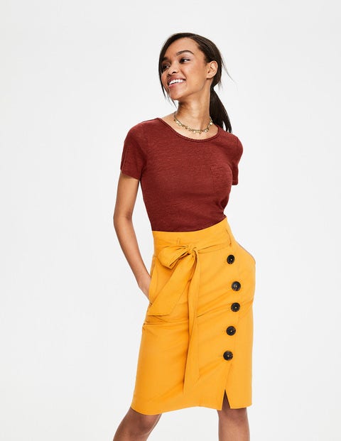 Olivia Linen Back Detail Tee - Conker Olivia Linen Back Detail Tee - Conker