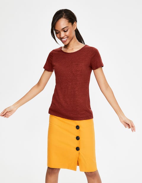 Olivia Linen Back Detail Tee - Conker Olivia Linen Back Detail Tee - Conker