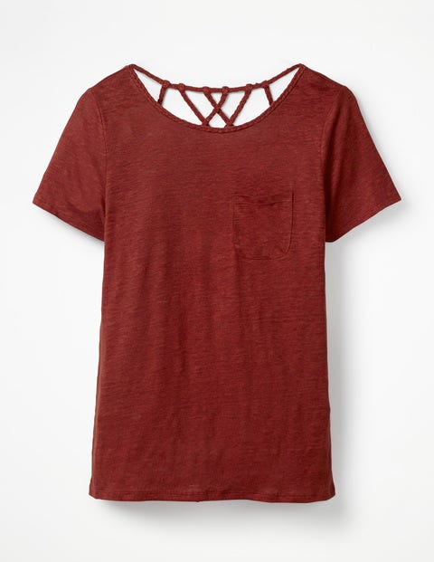 Olivia Linen Back Detail Tee - Conker Olivia Linen Back Detail Tee - Conker