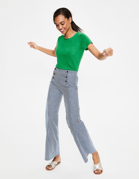 Olivia Linen Back Detail Tee - Highland Green Olivia Linen Back Detail Tee - Highland Green