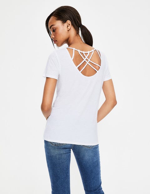 Olivia Linen Back Detail Tee - White Olivia Linen Back Detail Tee - White