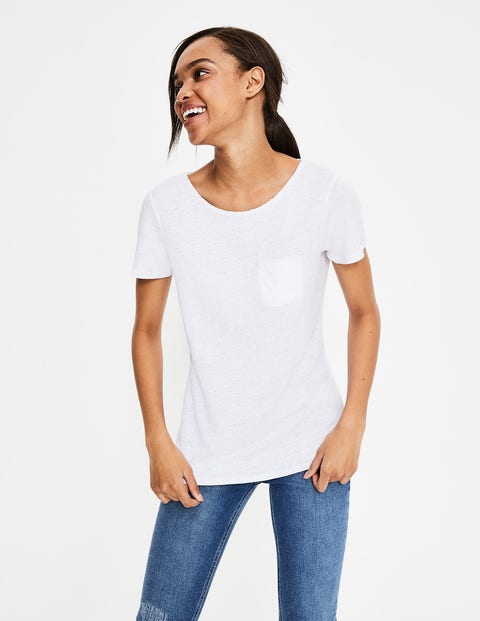 Olivia Linen Back Detail Tee - White Olivia Linen Back Detail Tee - White