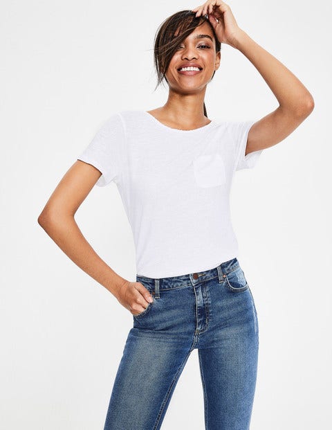 Olivia Linen Back Detail Tee - White Olivia Linen Back Detail Tee - White