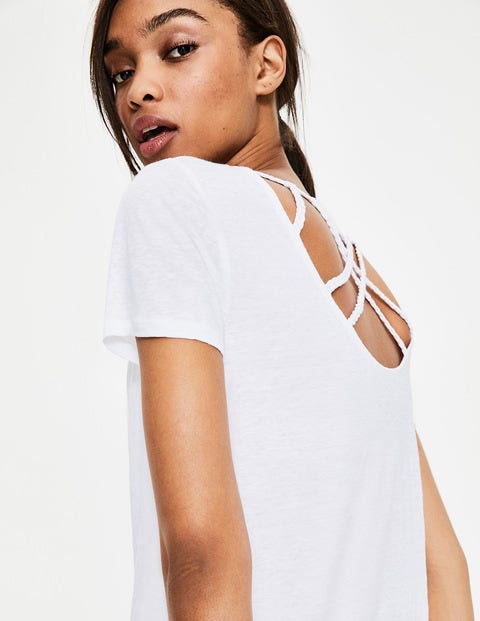 Olivia Linen Back Detail Tee - White Olivia Linen Back Detail Tee - White