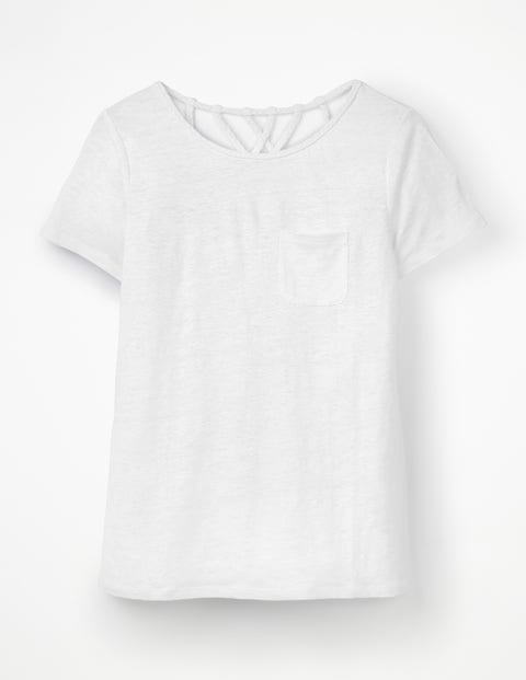 Olivia Linen Back Detail Tee - White Olivia Linen Back Detail Tee - White