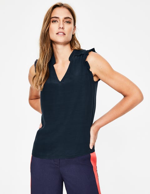 Cornelia Woven Mix Top - Navy Cornelia Woven Mix Top - Navy