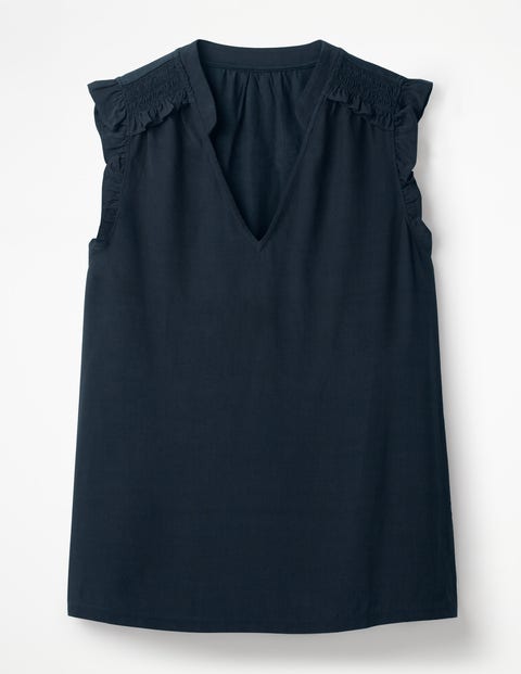 Cornelia Woven Mix Top - Navy Cornelia Woven Mix Top - Navy