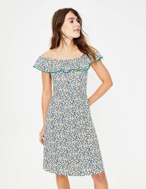 Bethany Jerseykleid - Naturweiß, Exotischer Garten Bethany Jerseykleid - Naturweiß, Exotischer Garten