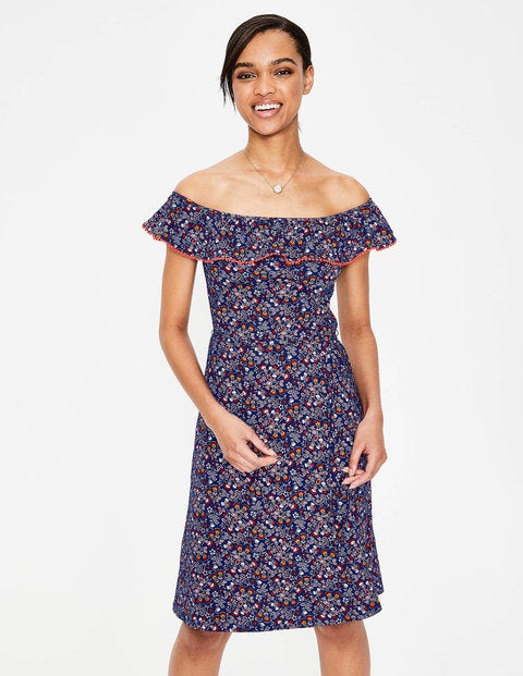 Bethany Jersey Dress - Lapis/Red Pop Exotic Garden Bethany Jersey Dress - Lapis/Red Pop Exotic Garden