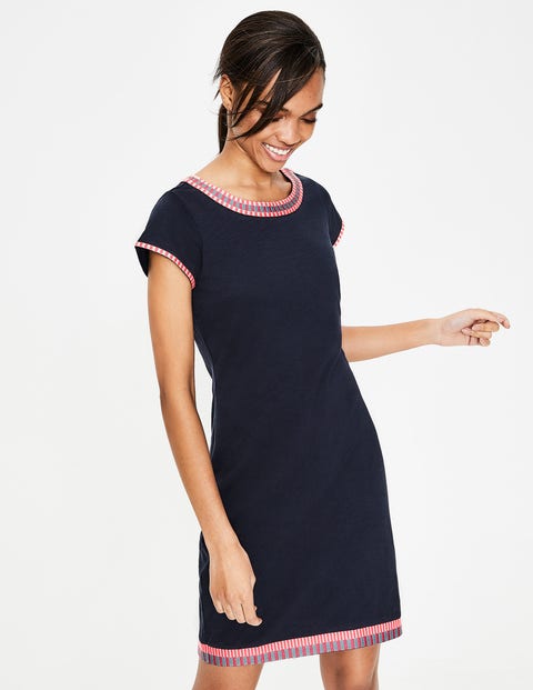 Sena Embroidered Jersey Dress - Navy Sena Embroidered Jersey Dress - Navy