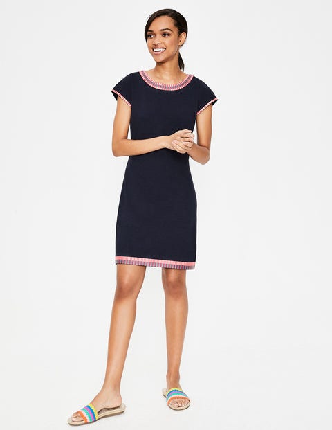 Sena Embroidered Jersey Dress - Navy Sena Embroidered Jersey Dress - Navy
