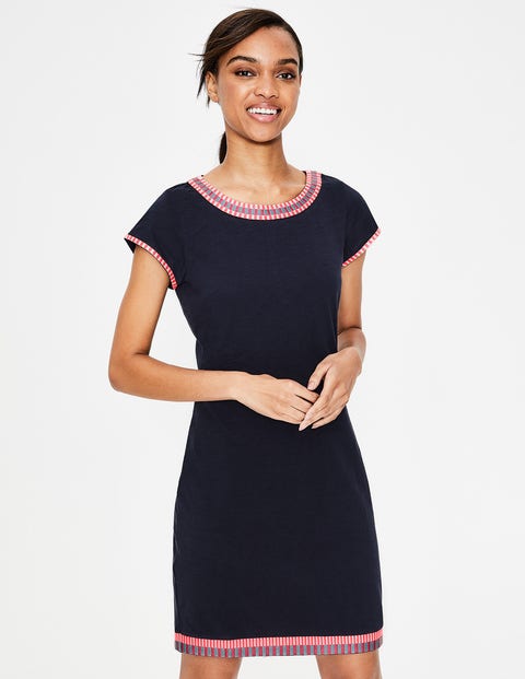 Sena Embroidered Jersey Dress - Navy Sena Embroidered Jersey Dress - Navy