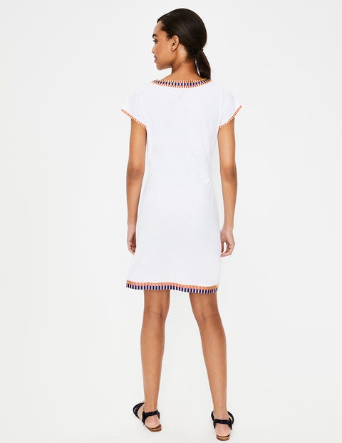 Sena Embroidered Jersey Dress - White Sena Embroidered Jersey Dress - White