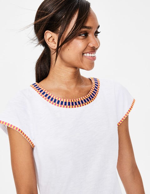 Sena Embroidered Jersey Dress - White Sena Embroidered Jersey Dress - White