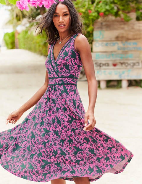 Robe Lorna En Jersey - Oiseaux ottomans rose angélique Robe Lorna En Jersey - Oiseaux ottomans rose angélique