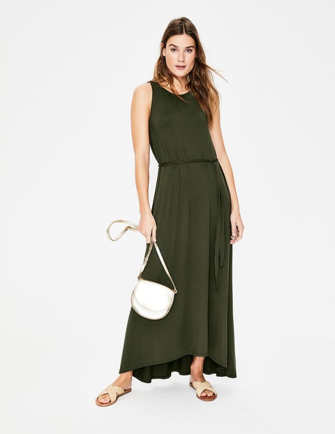 khaki jersey maxi dress